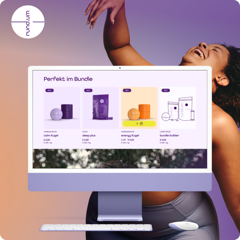 Rund-um Shopify-Onlineshop mit individuellem Bundle Builder auf einem Desktop-Bildschirm